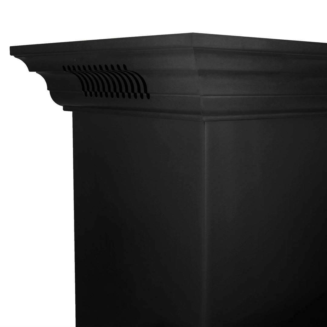 36" ZLINE CrownSoundâ„¢Ducted Vent Wall Mount Range Hood in Black Stainless Steel with Built-in Bluetooth Speakers (BSKENCRN-BT-36)
