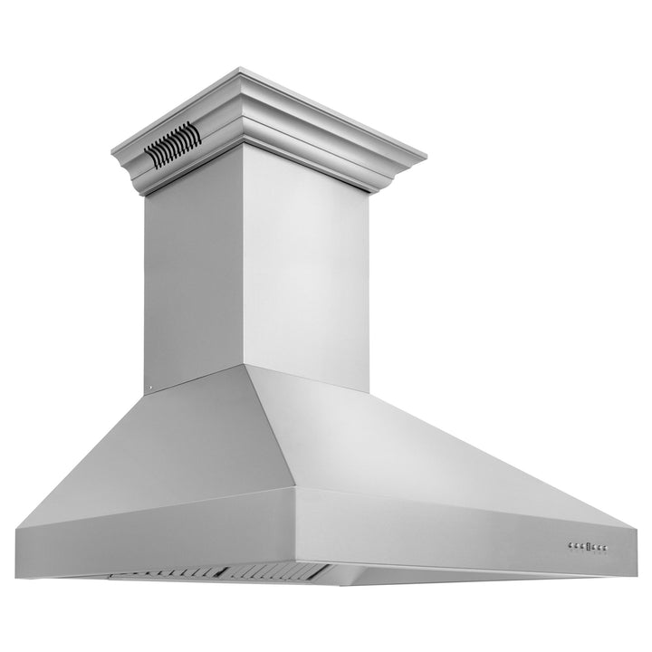 36" ZLINE CrownSoundâ„¢Ducted Vent Wall Mount Range Hood in Stainless Steel with Built-in Bluetooth Speakers (697CRN-BT-36)