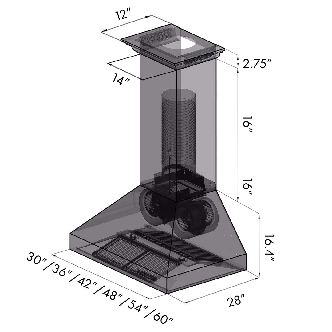 36" ZLINE CrownSoundâ„¢Ducted Vent Wall Mount Range Hood in Stainless Steel with Built-in Bluetooth Speakers (697CRN-BT-36)