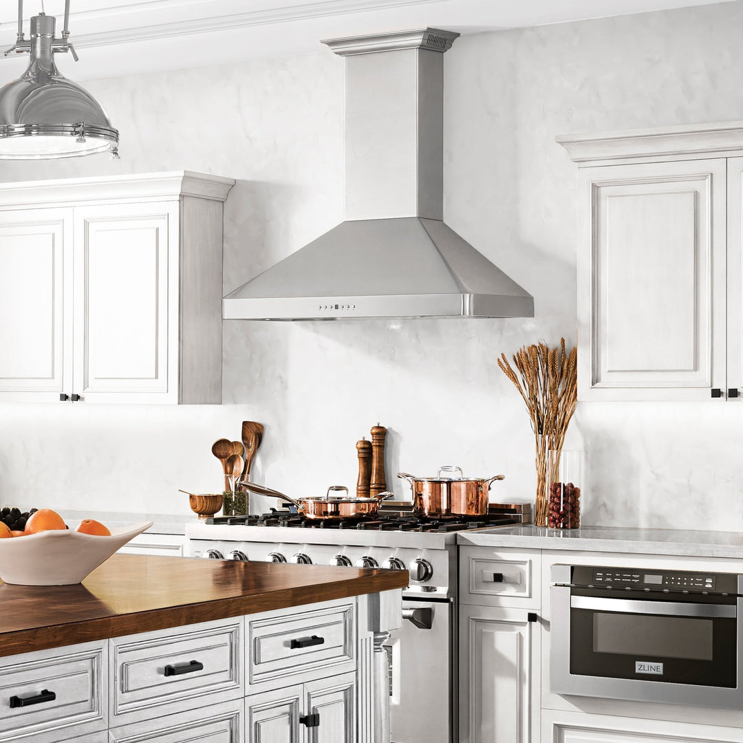 36" ZLINE CrownSoundâ„¢Ducted Vent Wall Mount Range Hood in Stainless Steel with Built-in Bluetooth Speakers (KF2CRN-BT-36)