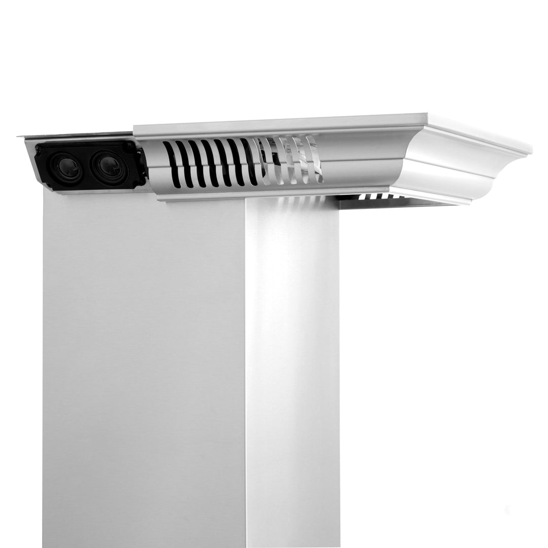 36" ZLINE CrownSoundâ„¢Ducted Vent Wall Mount Range Hood in Stainless Steel with Built-in Bluetooth Speakers (KF2CRN-BT-36)