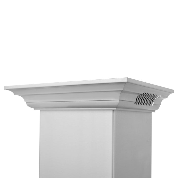 36" ZLINE CrownSoundâ„¢Ducted Vent Wall Mount Range Hood in Stainless Steel with Built-in Bluetooth Speakers (KN4CRN-BT-36)