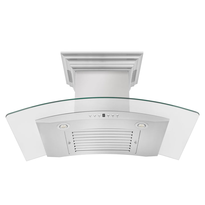 36" ZLINE CrownSoundâ„¢Ducted Vent Wall Mount Range Hood in Stainless Steel with Built-in Bluetooth Speakers (KN4CRN-BT-36)