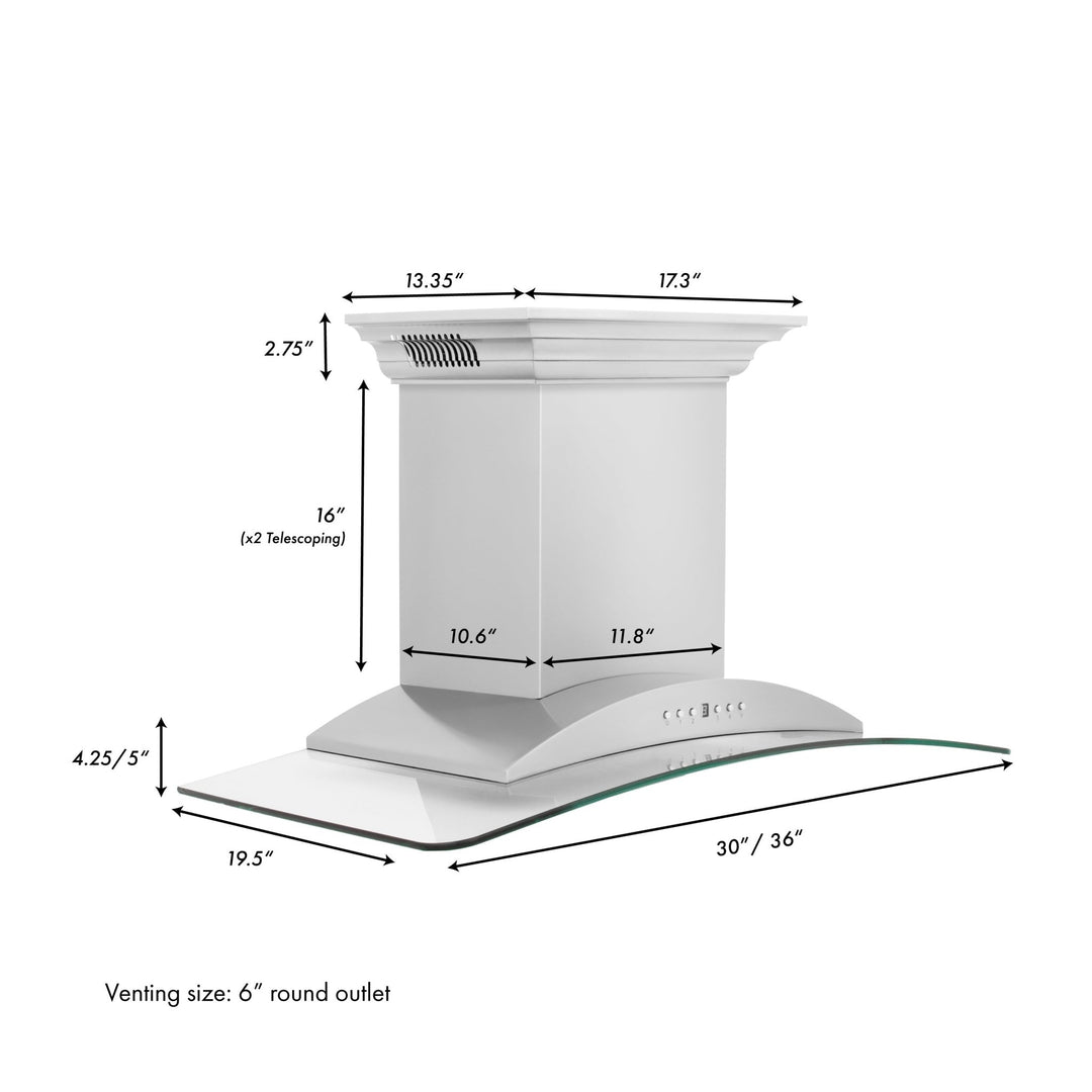 36" ZLINE CrownSoundâ„¢Ducted Vent Wall Mount Range Hood in Stainless Steel with Built-in Bluetooth Speakers (KNCRN-BT-36)