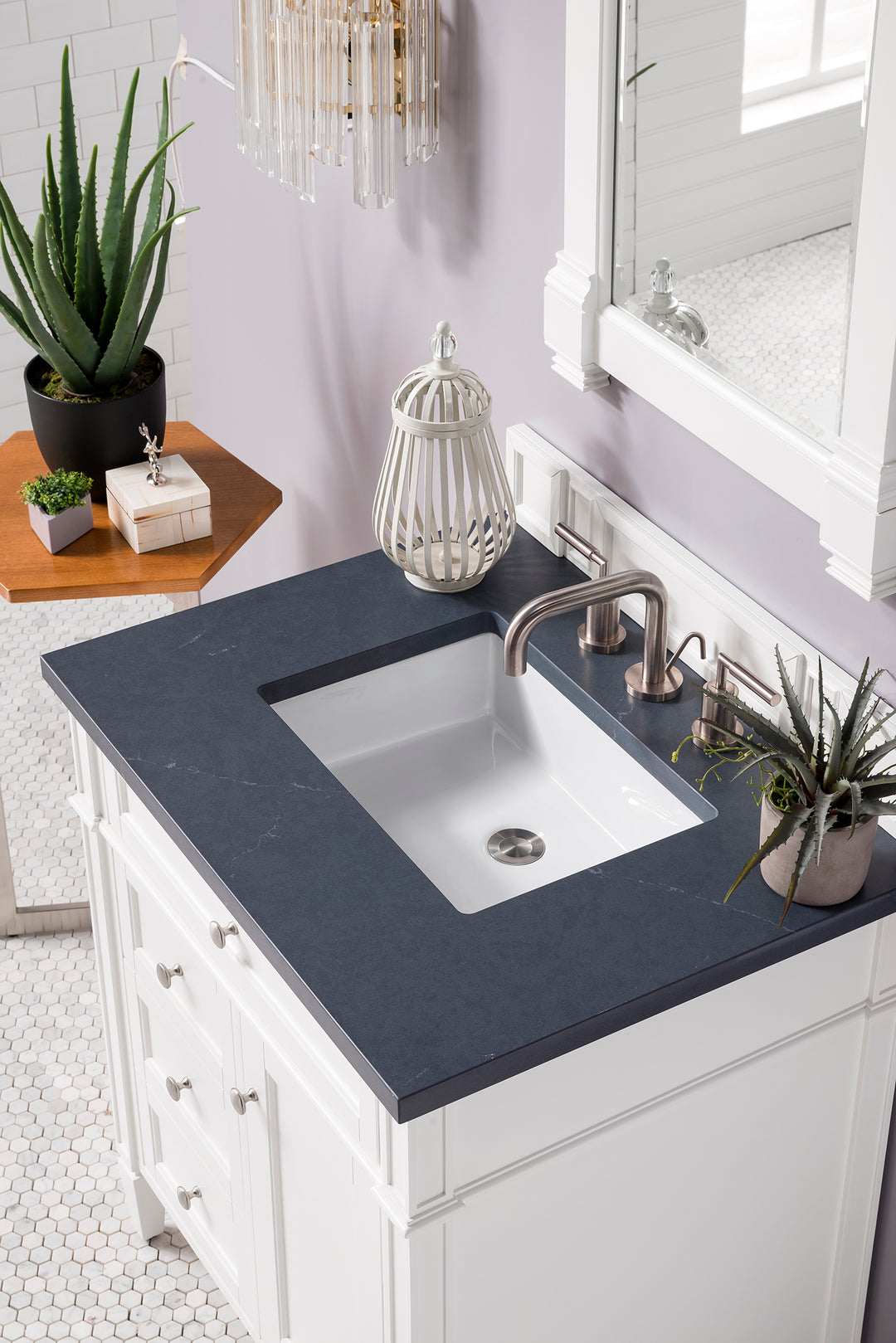 Brittany 30" Single Vanity, Bright White, w/ 3 CM Charcoal Soapstone Silestone Top