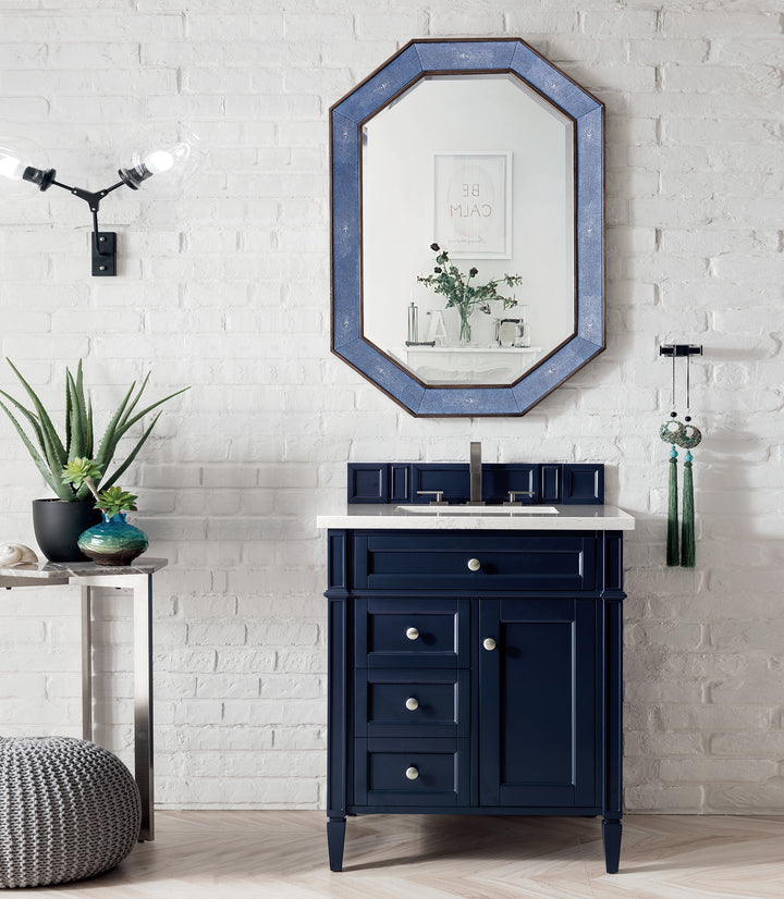 Brittany 30" Single Vanity, Victory Blue w/ 3 CM Eternal Jasmine Pearl Silestone Top