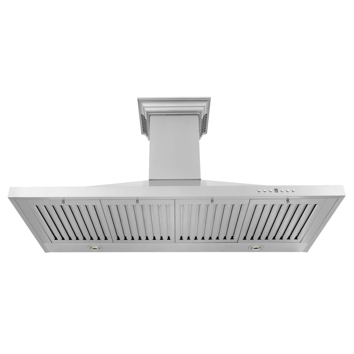 42" ZLINE CrownSoundâ„¢Ducted Vent Wall Mount Range Hood in Stainless Steel with Built-in Bluetooth Speakers (KBCRN-BT-42)