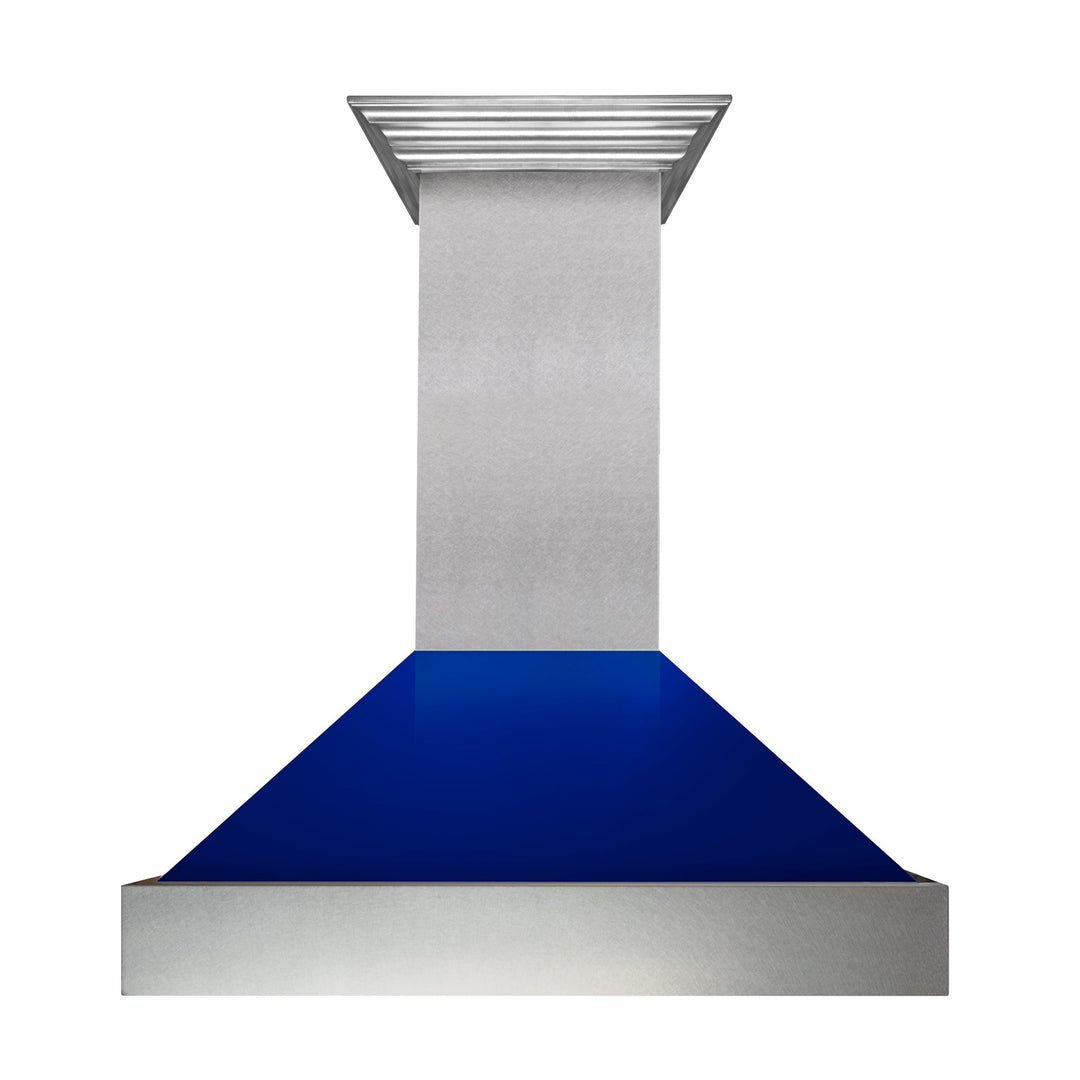 48" Ducted Fingerprint Resistant Stainless Steel Range Hood with Blue Gloss Shell (8654BG-48)