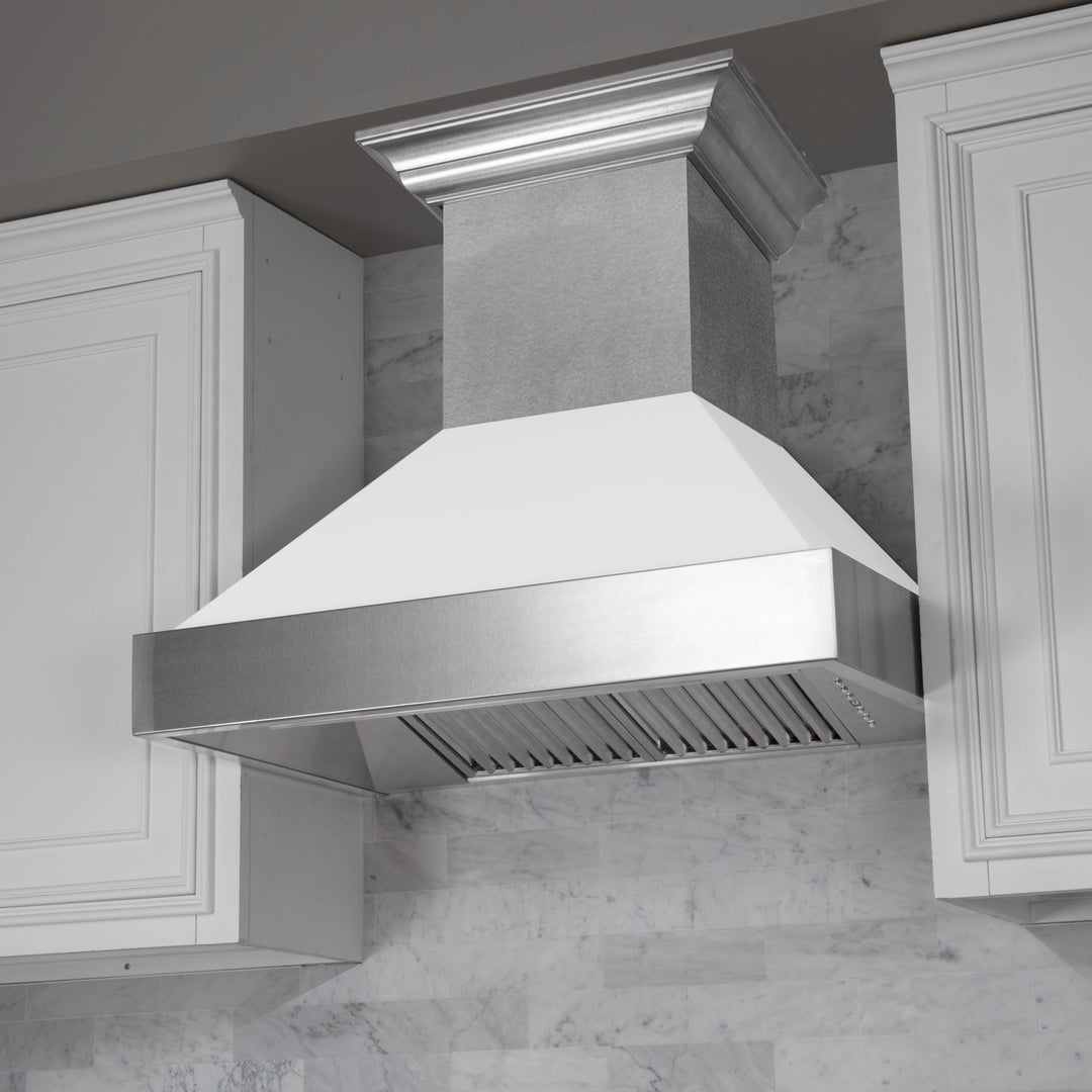 48" Ducted Fingerprint Resistant Stainless Steel Range Hood with White Matte Shell (8654WM-48)