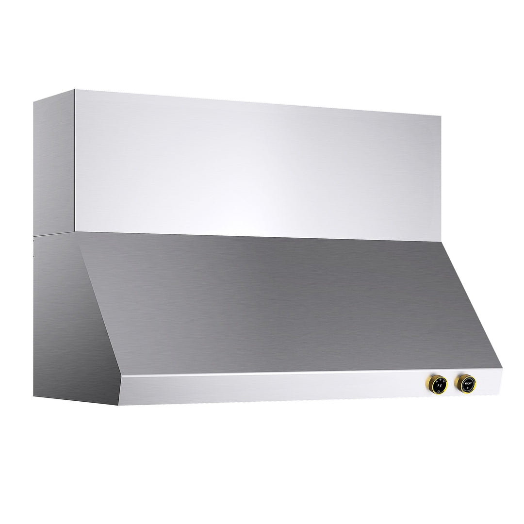 48 in. 900 CFM Ducted Wall Mount Range Hood in Stainless Steel with Gold Accents and Digital Controls