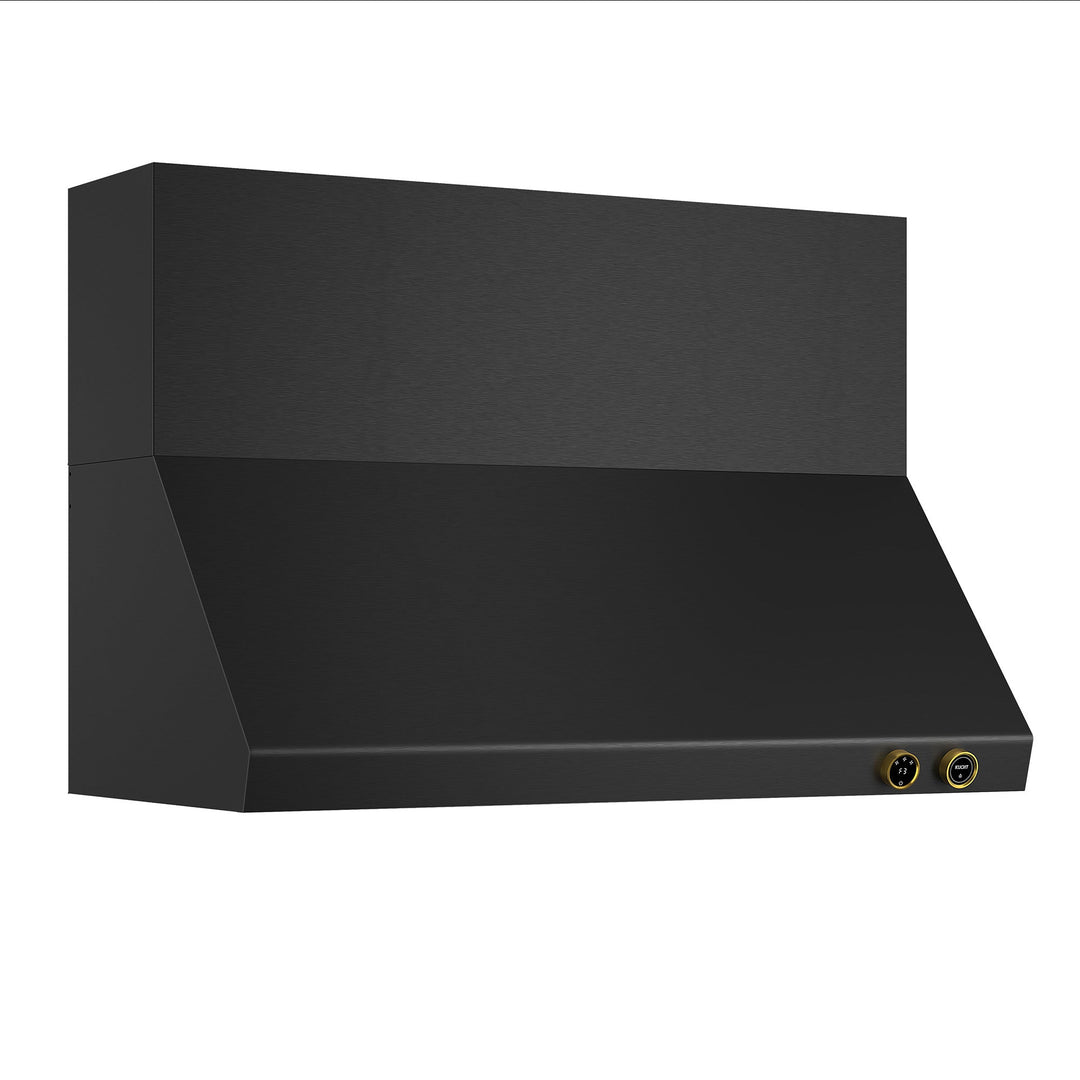 48 in. 900 CFM Ducted Wall Mount Range Hood in Titanium Stainless Steel with Gold Accents and Digital Controls
