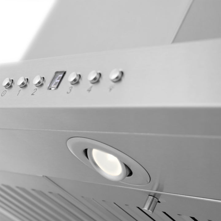 48" ZLINE CrownSoundâ„¢Ducted Vent Island Mount Range Hood in Stainless Steel with Built-in Bluetooth Speakers (GL2iCRN-BT-48)