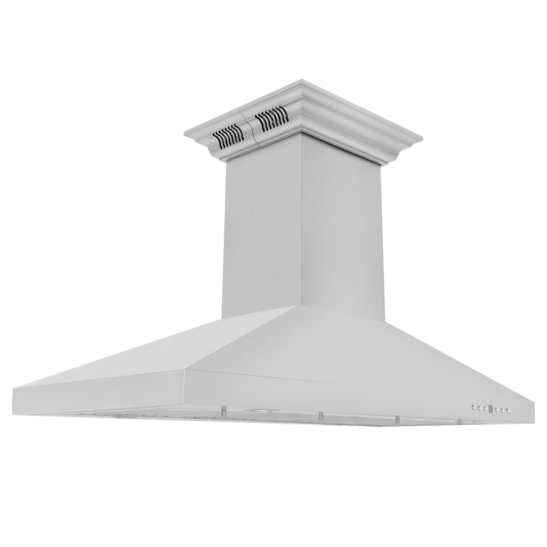 48" ZLINE CrownSoundâ„¢Ducted Vent Island Mount Range Hood in Stainless Steel with Built-in Bluetooth Speakers (KL3iCRN-BT-48)
