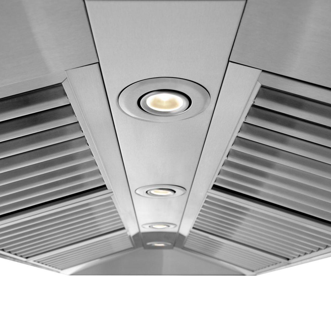 48" ZLINE CrownSoundâ„¢Ducted Vent Wall Mount Range Hood in Stainless Steel with Built-in Bluetooth Speakers (667CRN-BT-48)