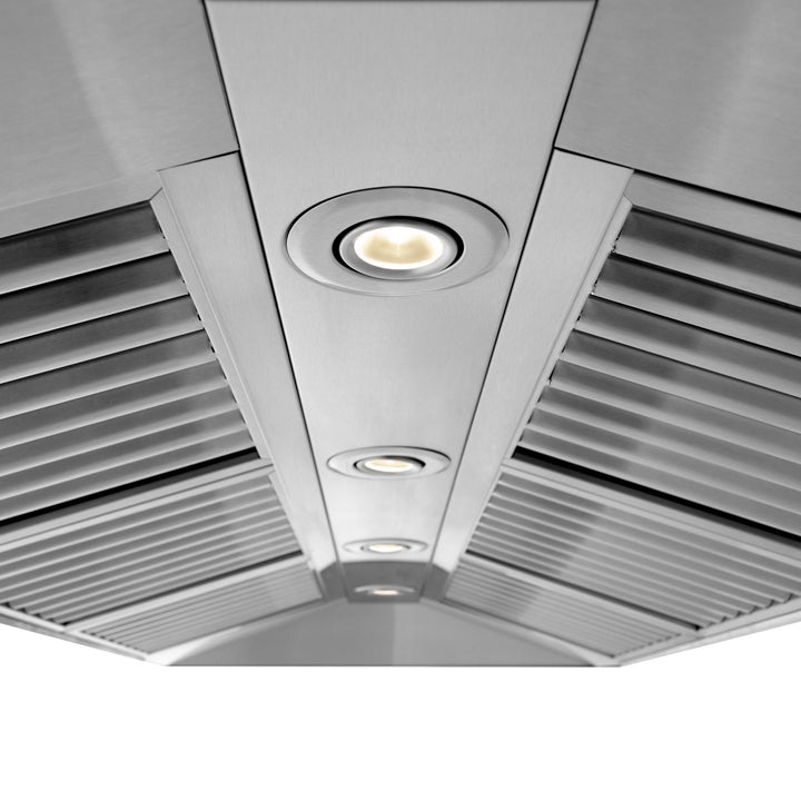 48" ZLINE CrownSoundâ„¢Ducted Vent Wall Mount Range Hood in Stainless Steel with Built-in Bluetooth Speakers (667CRN-BT-48)
