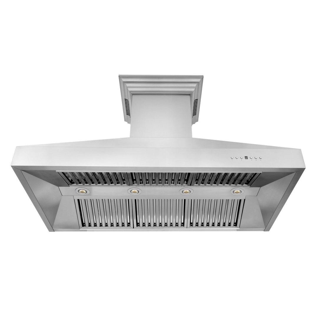 48" ZLINE CrownSoundâ„¢Ducted Vent Wall Mount Range Hood in Stainless Steel with Built-in Bluetooth Speakers (667CRN-BT-48)