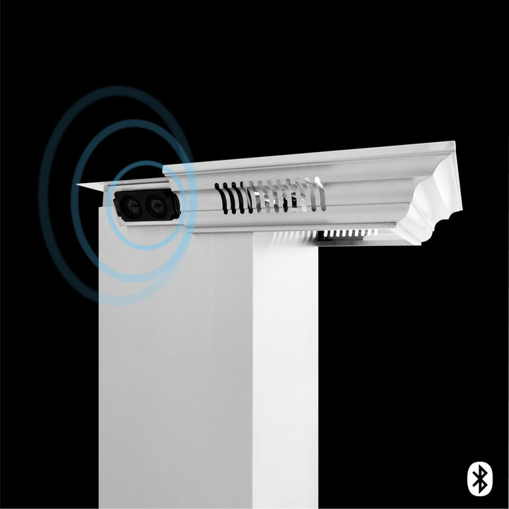 48" ZLINE CrownSoundâ„¢Ducted Vent Wall Mount Range Hood in Stainless Steel with Built-in Bluetooth Speakers (667CRN-BT-48)