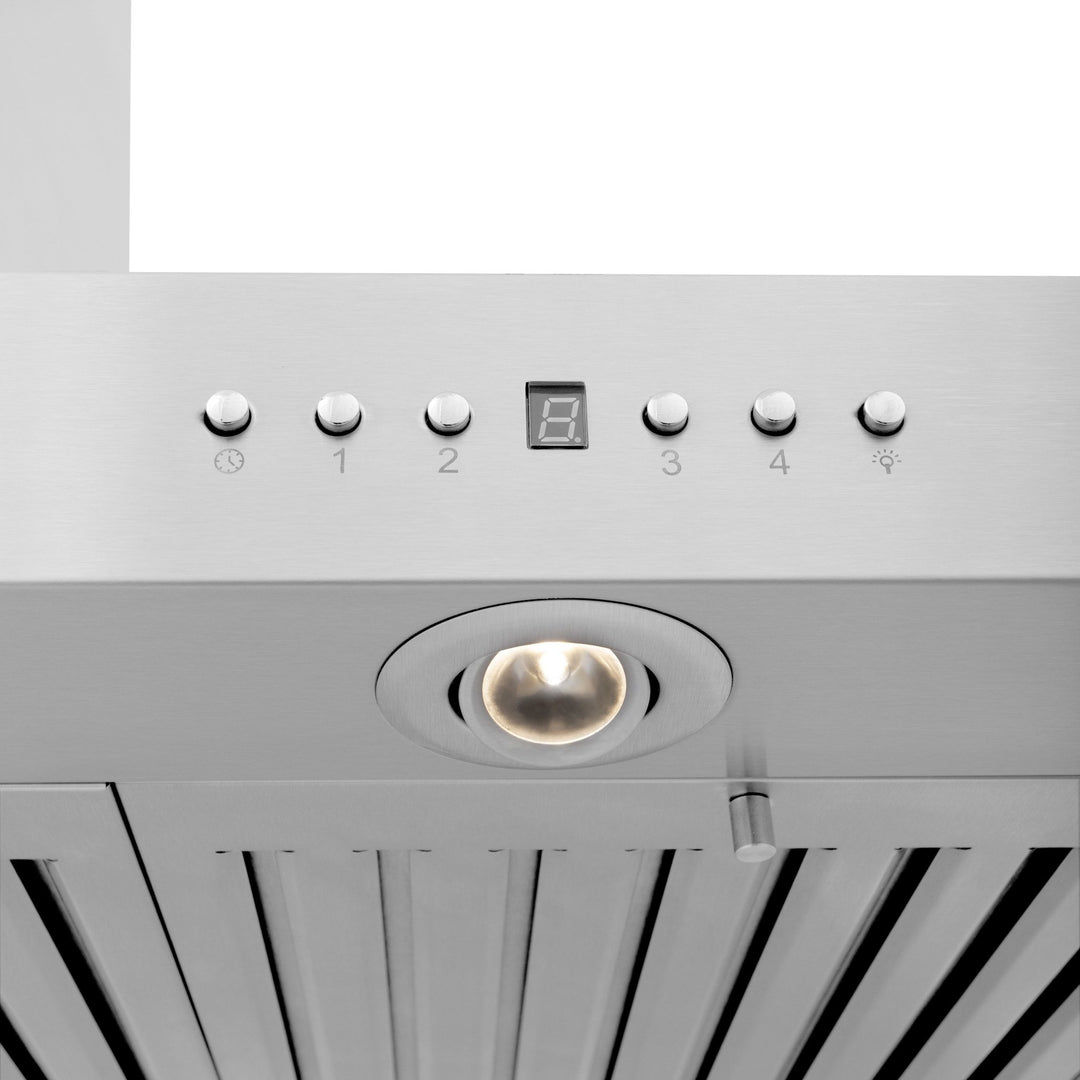 48" ZLINE CrownSoundâ„¢Ducted Vent Wall Mount Range Hood in Stainless Steel with Built-in Bluetooth Speakers (KECRN-BT-48)