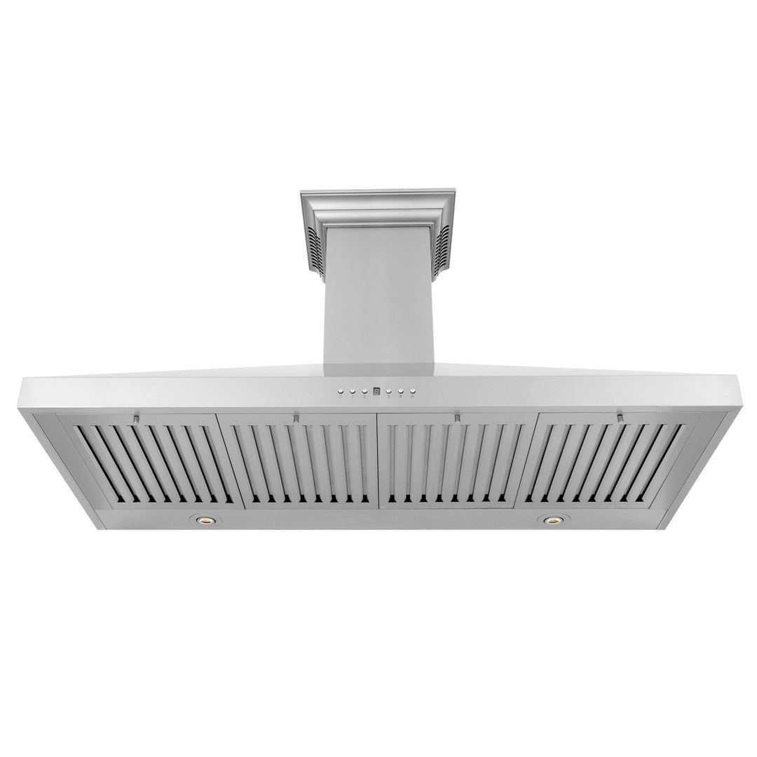 48" ZLINE CrownSoundâ„¢Ducted Vent Wall Mount Range Hood in Stainless Steel with Built-in Bluetooth Speakers (KL3CRN-BT-48)