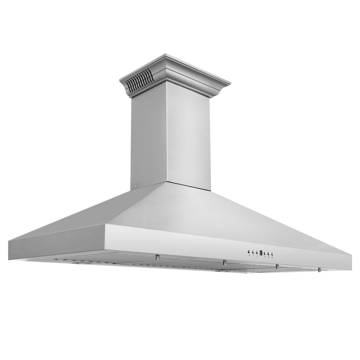 48" ZLINE CrownSoundâ„¢Ducted Vent Wall Mount Range Hood in Stainless Steel with Built-in Bluetooth Speakers (KL3CRN-BT-48)