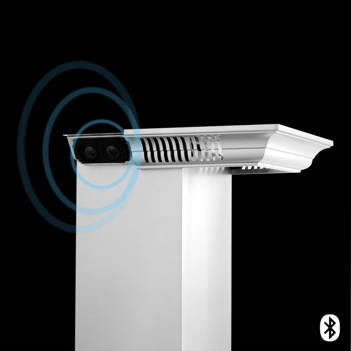 48" ZLINE CrownSoundâ„¢Ducted Vent Wall Mount Range Hood in Stainless Steel with Built-in Bluetooth Speakers (KL3CRN-BT-48)
