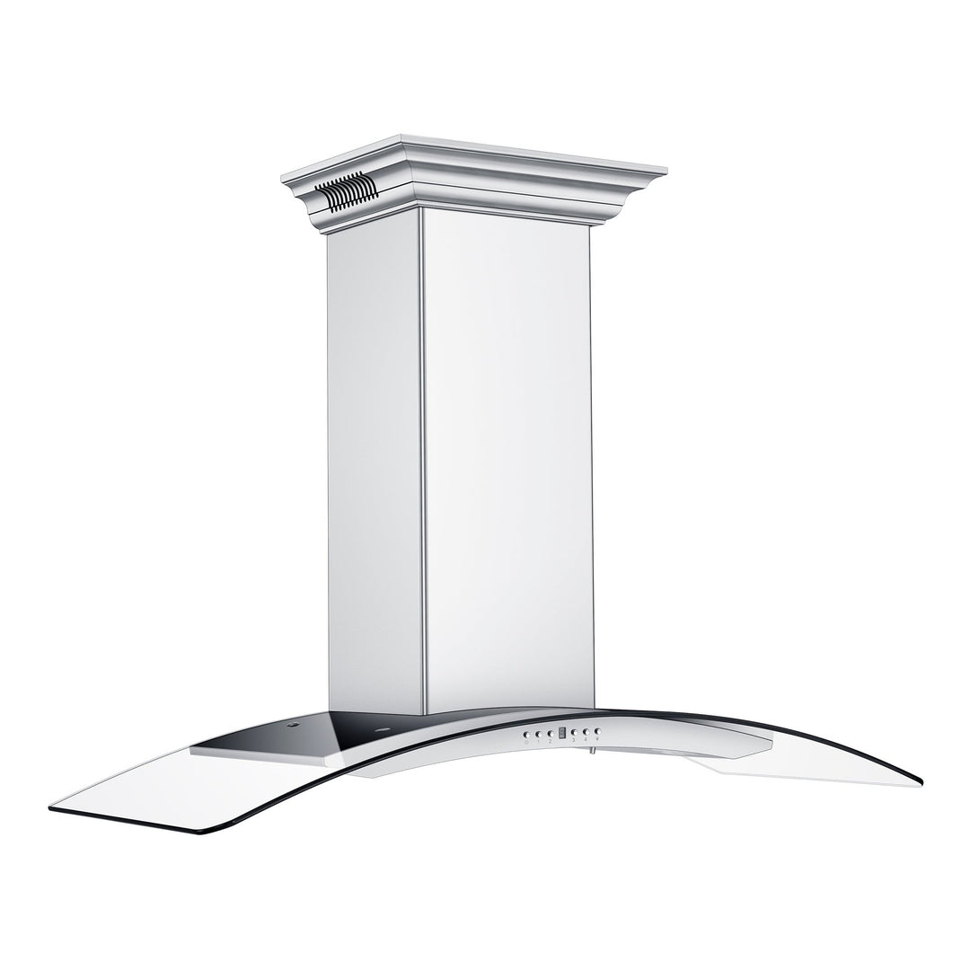 48" ZLINE CrownSoundâ„¢Ducted Vent Wall Mount Range Hood in Stainless Steel with Built-in Bluetooth Speakers (KN4CRN-BT-48)