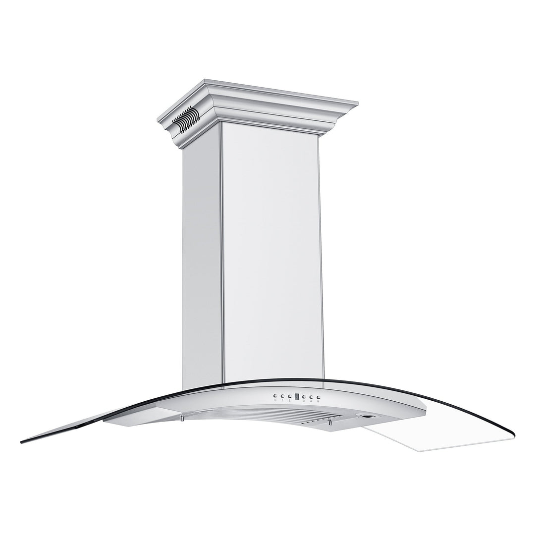 48" ZLINE CrownSoundâ„¢Ducted Vent Wall Mount Range Hood in Stainless Steel with Built-in Bluetooth Speakers (KN4CRN-BT-48)