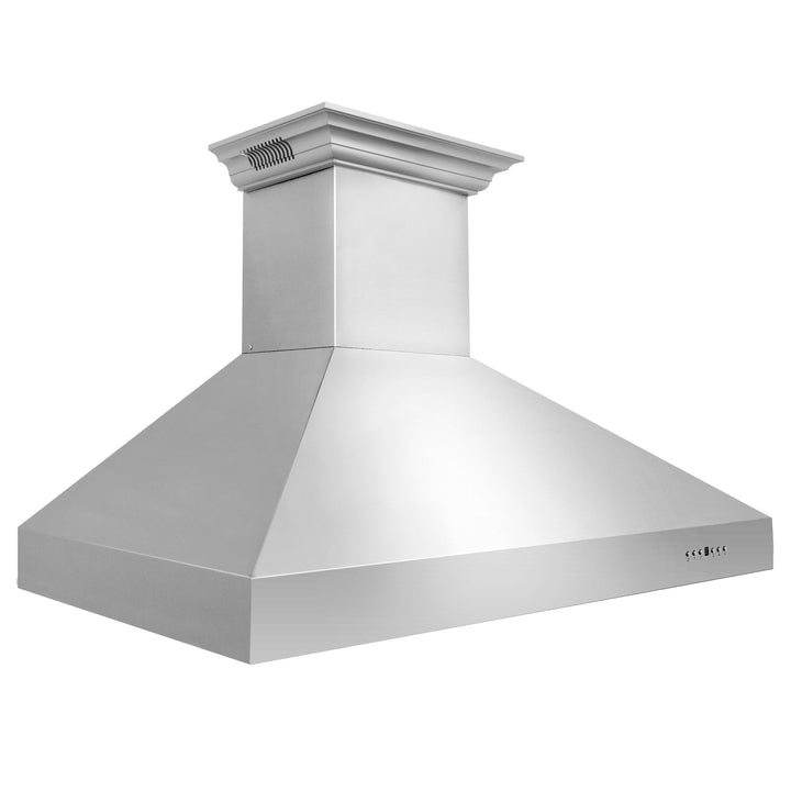 54" ZLINE CrownSoundâ„¢Ducted Vent Professional Wall Mount Range Hood in Stainless Steel with Built-in Bluetooth Speakers (697CRN-BT-54)