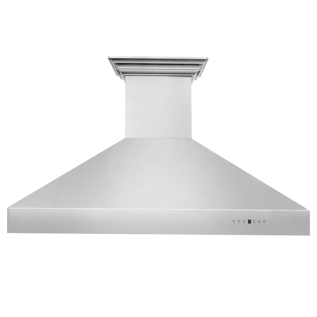 54" ZLINE CrownSoundâ„¢Ducted Vent Professional Wall Mount Range Hood in Stainless Steel with Built-in Bluetooth Speakers (697CRN-BT-54)