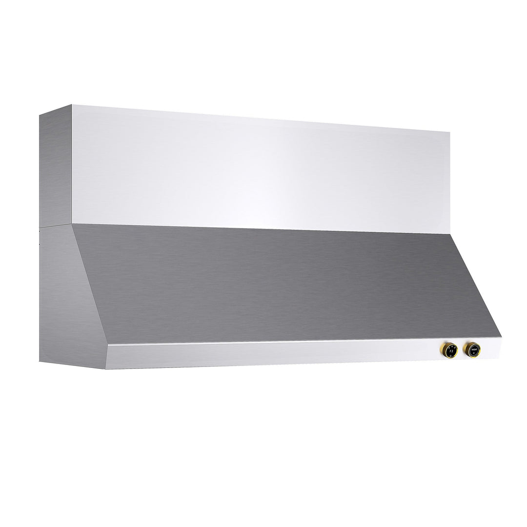 60 in. 900 CFM Ducted Wall Mount Range Hood in Stainless Steel with Gold Accents and Digital Controls