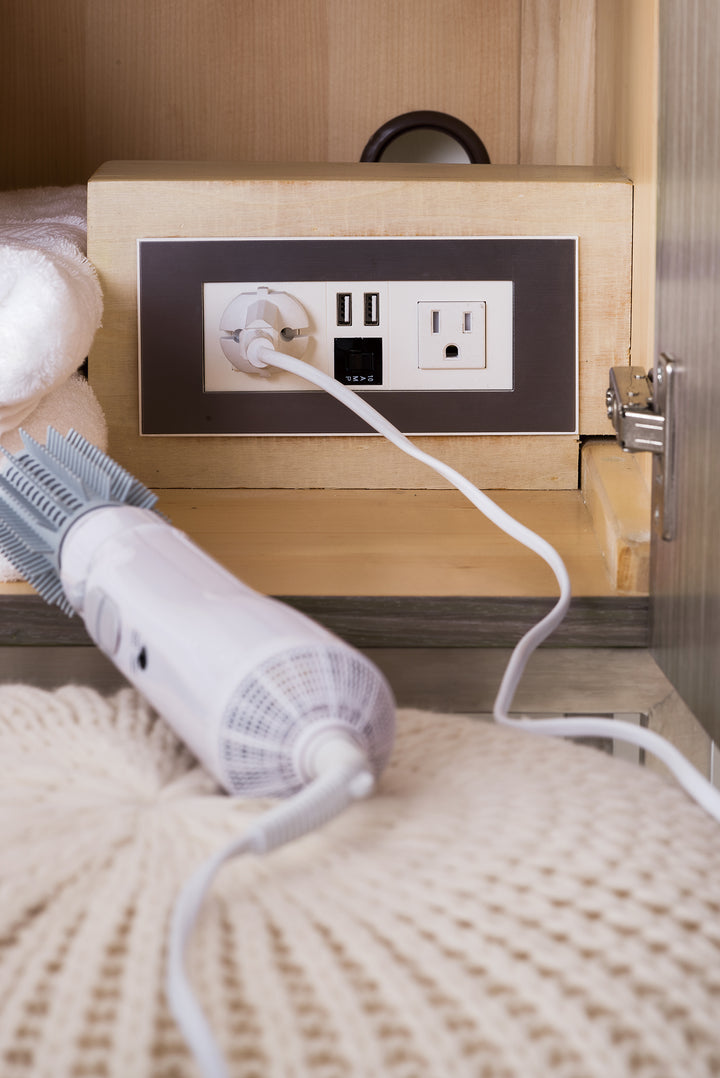 Columbia 59" Double Vanity, Ash Gray w/ Dusk Grey Glossy Composite Stone Top