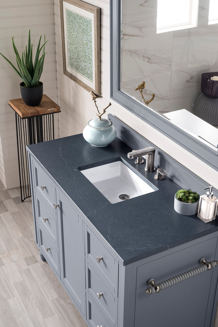 Copper Cove Encore 48" Single Vanity, Silver Gray w/ 3 CM Charcoal Soapstone Silestone Top