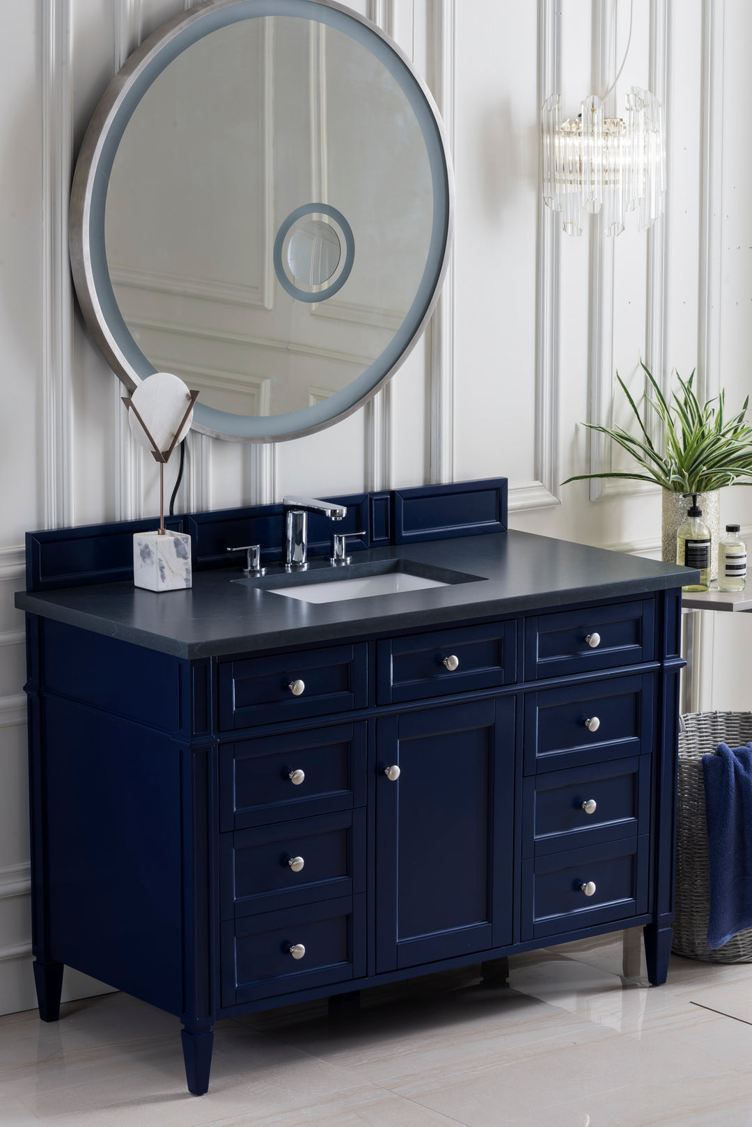 Brittany 48" Single Vanity, Victory Blue w/ 3 CM Charcoal Soapstone Silestone Top