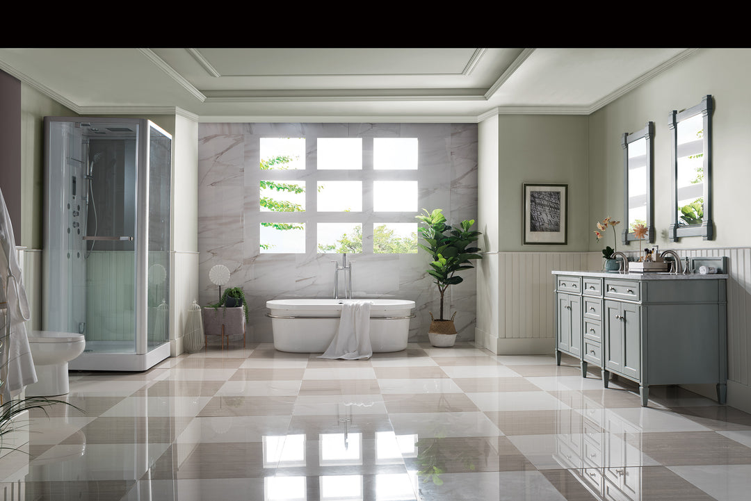 Brittany 72" Double Vanity, Urban Gray w/ 3 CM Carrara Marble Top