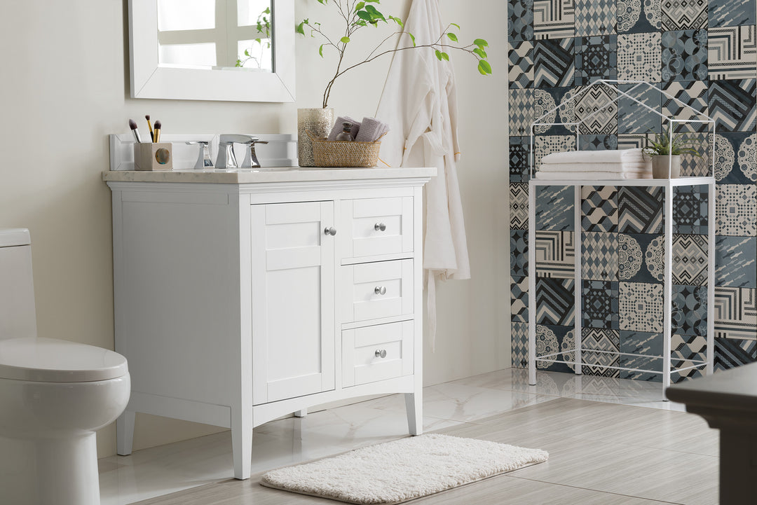 Palisades 36" Single Vanity, Bright White w/ 3 CM Arctic Fall Solid Surface Top