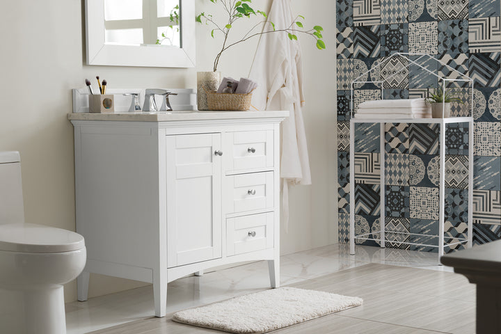 Palisades 36" Single Vanity, Bright White w/ 3 CM Arctic Fall Solid Surface Top