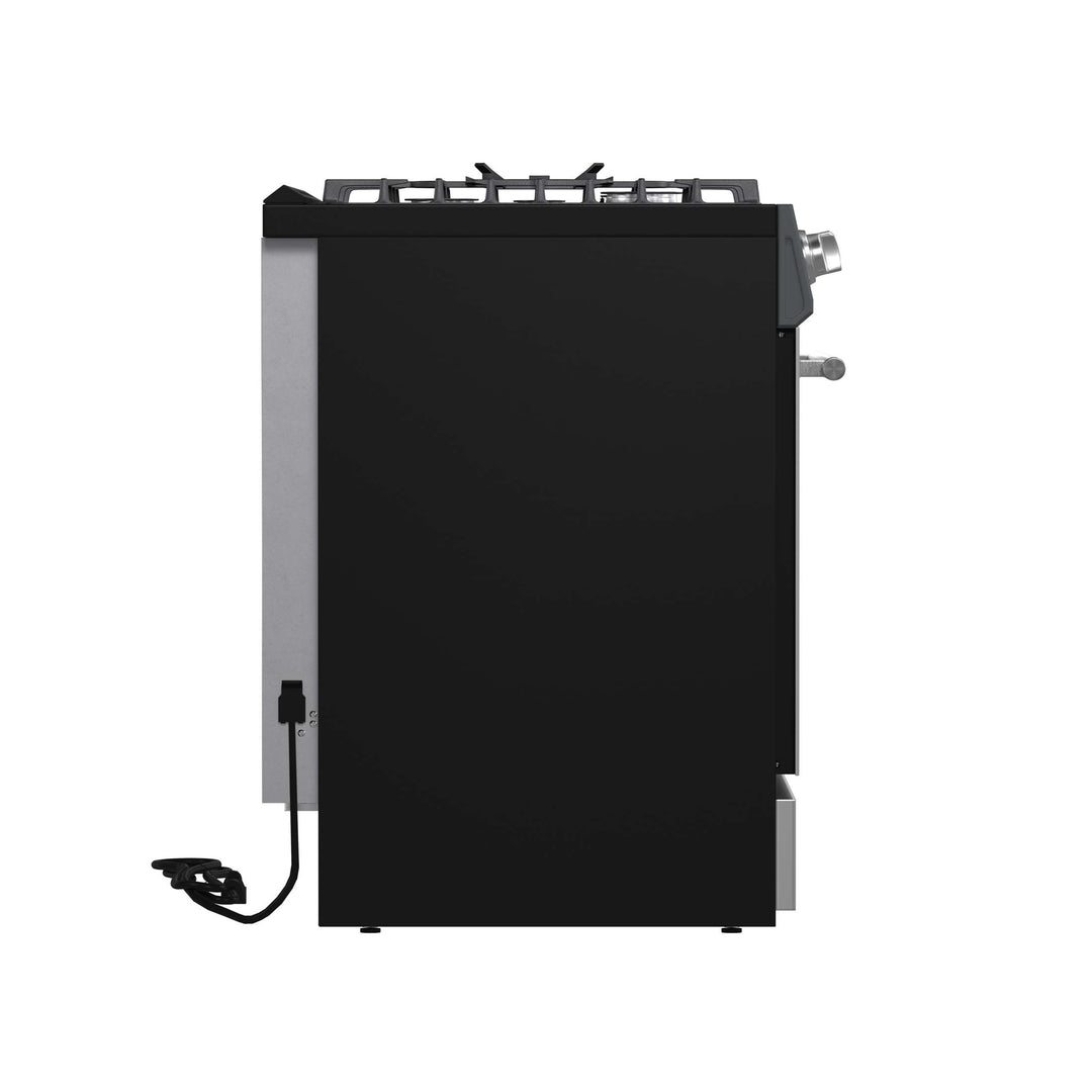 Forno Leonardo 30-Inch Stainless Steel Gas Range, 5 Sealed Burners (Totaling 39,500 BTU), 5 cu.ft. Convection Oven, Continuous Cast Iron Grates, Black Enamel Interior, Auto Re-Ignition, LP Conversion Kit Included