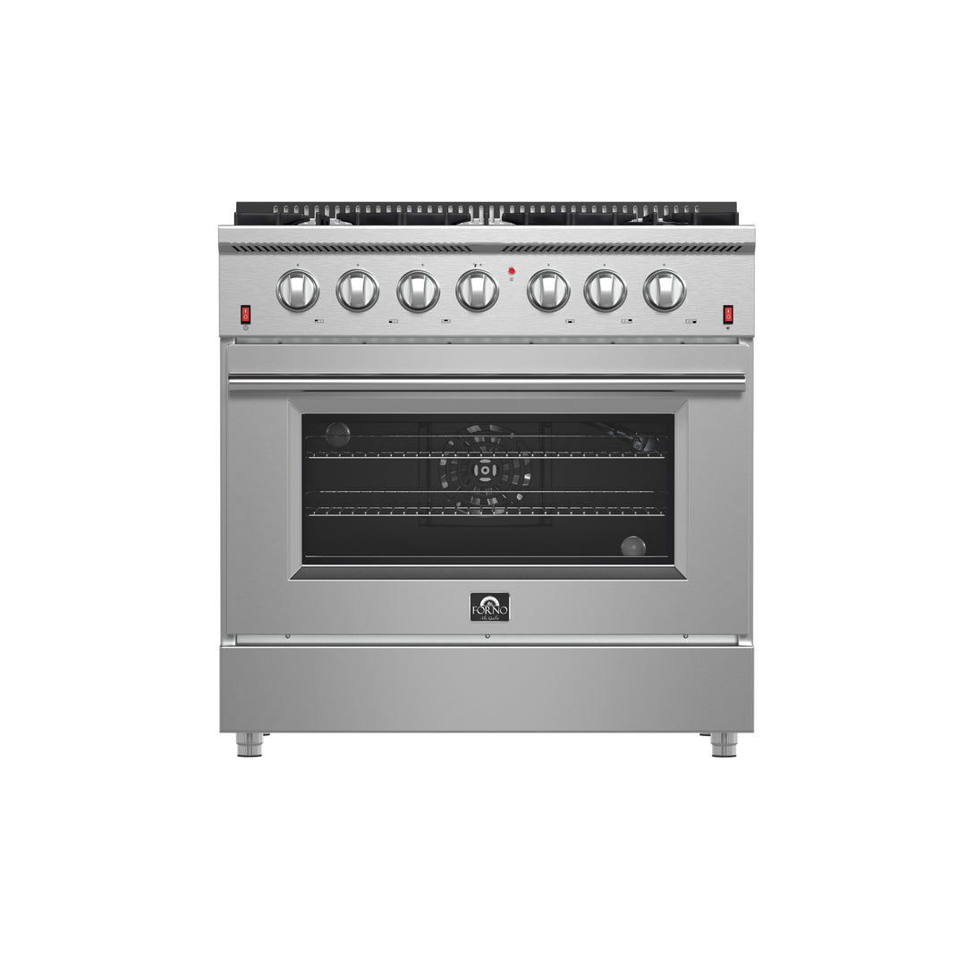Forno Galiano 36-Inch Freestanding Gas Range, Stainless Steel, 6 Burners, Energy Efficient