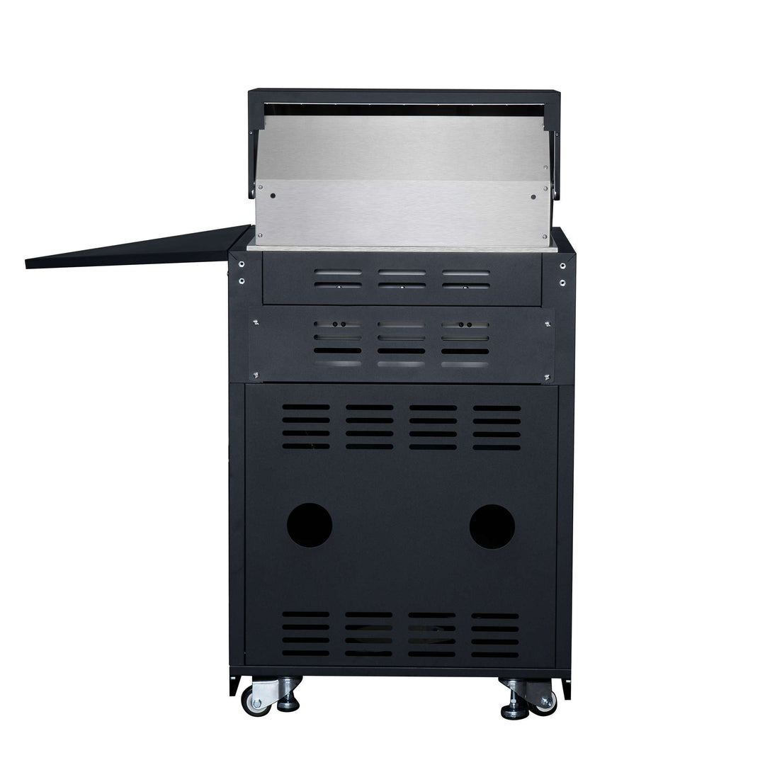 Forno All’Aperto 99,600 BTU Outdoor Kitchen, 5 Burners, Infrared Burners, Side Burner, Black Sintered Stone Countertops, Gas Pizza Oven, Sink Module, Bar & Beverage Center