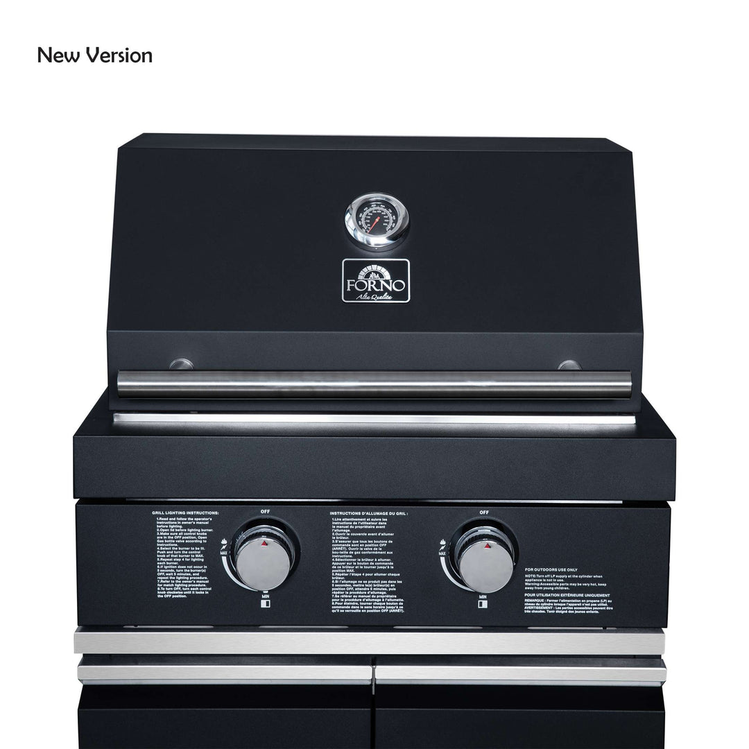Forno All’Aperto 99,600 BTU Outdoor Kitchen, 5 Burners, Infrared Burners, Side Burner, Black Sintered Stone Countertops, Gas Pizza Oven, Sink Module, Bar & Beverage Center
