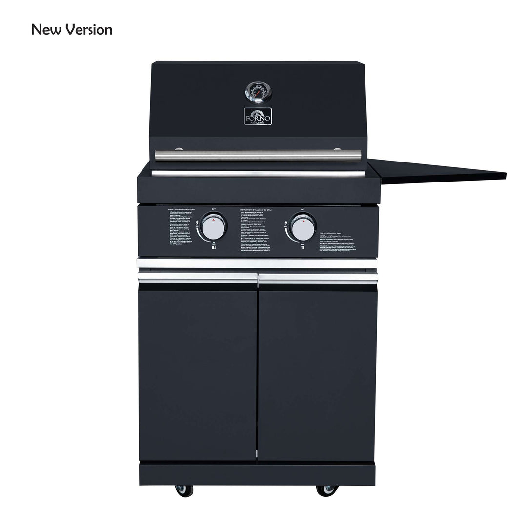 Forno All’Aperto 99,600 BTU Outdoor Kitchen, 5 Burners, Infrared Burners, Side Burner, Black Sintered Stone Countertops, Gas Pizza Oven, Sink Module, Bar & Beverage Center