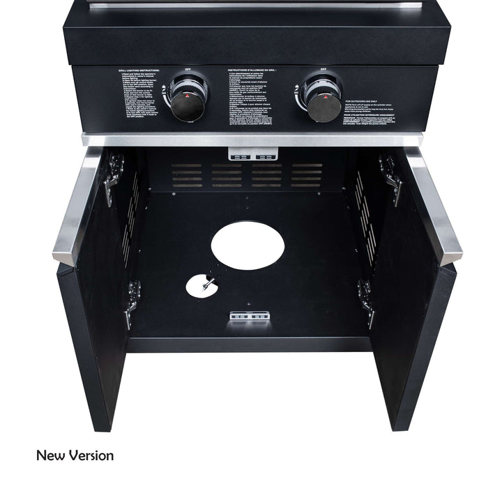 Forno All’Aperto 99,600 BTU Outdoor Kitchen, 5 Burners, Infrared Burners, Side Burner, Black Sintered Stone Countertops, Gas Pizza Oven, Sink Module, Bar & Beverage Center