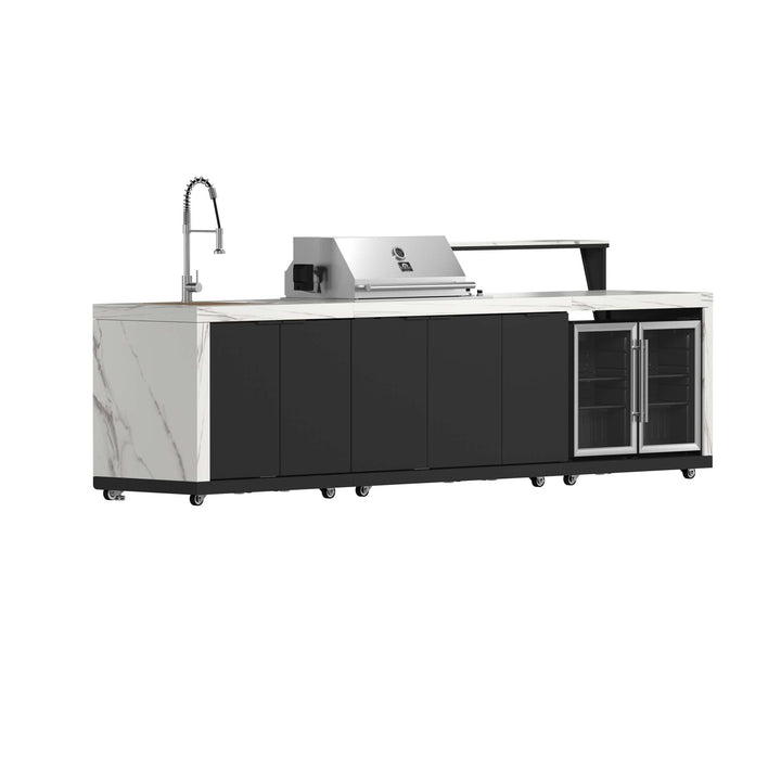 Forno Rimini Outdoor Kitchen: 30" BBQ 62,600 BTU, 4.8 cu.ft. Refrigerators, White Countertops
