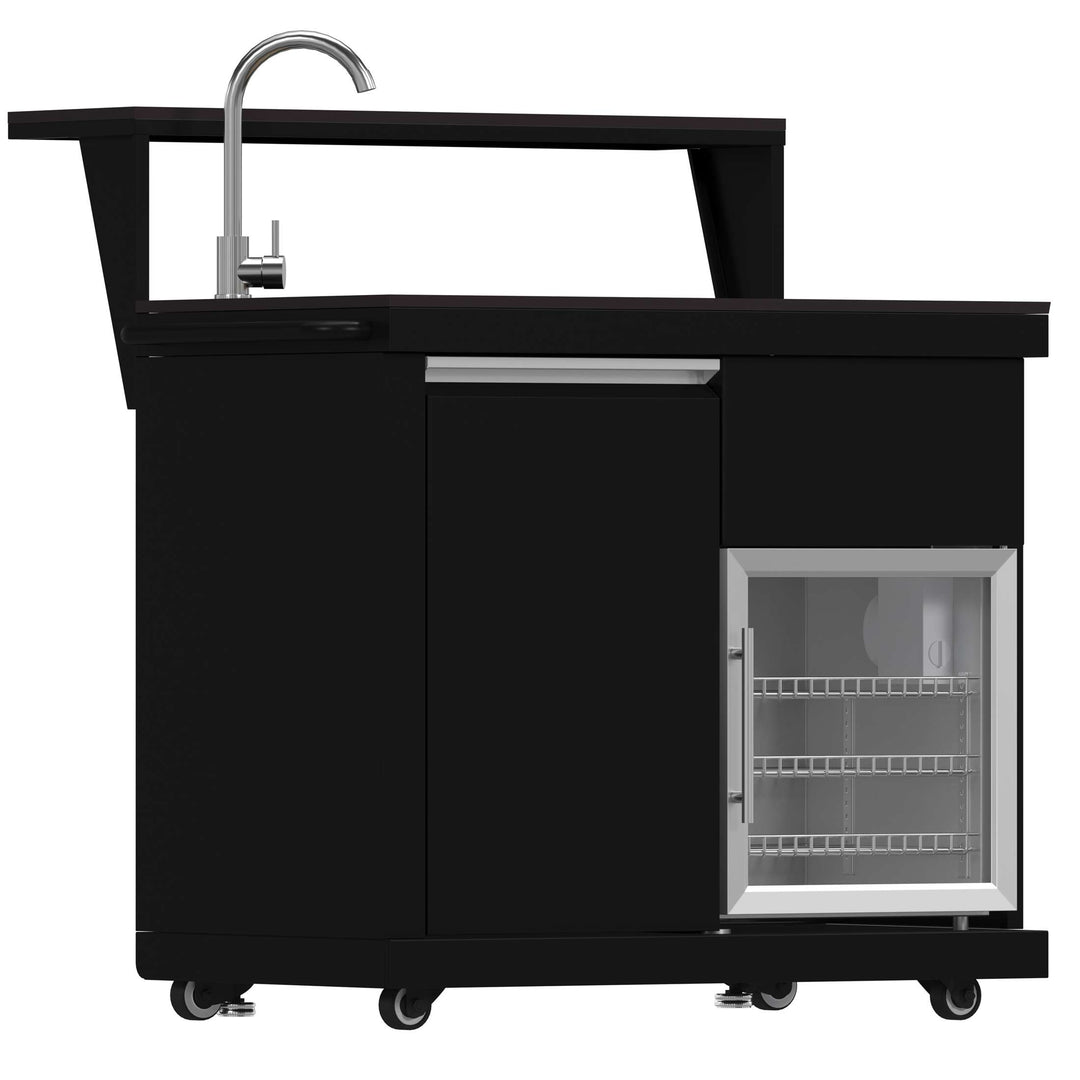 Forno All’Aperto 62,600 BTU BBQ, 3 Stainless Steel Burners, Infrared Burners, Sink Module, Black Sintered Stone Countertops, Bar and Beverage Center