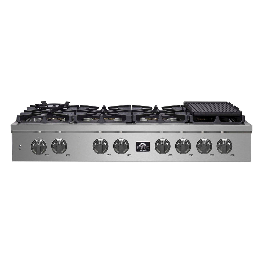 Forno Spezia Alta Qualita 48-Inch Pro-Style Gas Rangetop, Stainless Steel, 8 Sealed Burners, Continuous Cast Iron Grates, High Heat Output