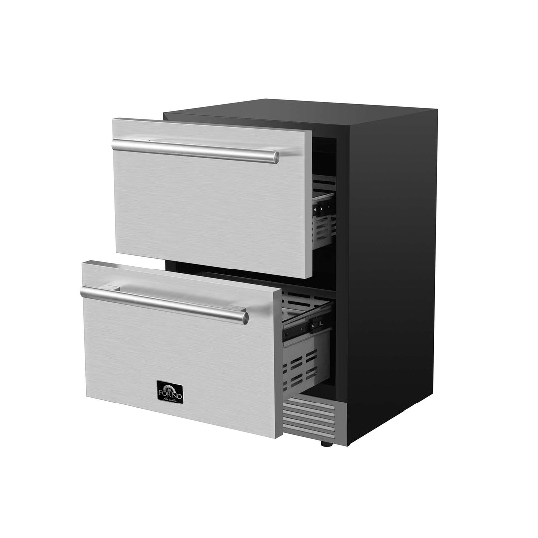 Forno Cosenza 24" Built-In Indoor/Outdoor Drawer Freezer with Ice Maker, 4.69 cu.ft.