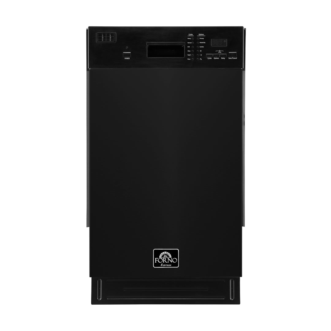 Forno Polo 18-Inch Built-In Black Dishwasher, 8 Place Settings, ENERGY STAR Certified, 52 dBA