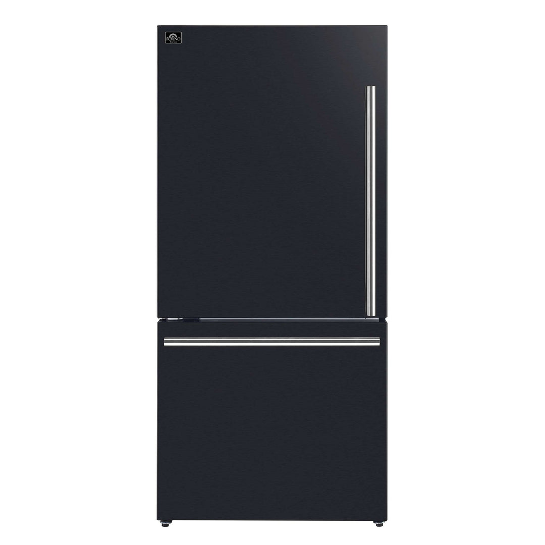 Forno Milano Espresso 31-Inch Black Bottom Freezer Refrigerator, 17.2 Cu. Ft., Energy-Efficient, No Frost, Built-In Ice Maker