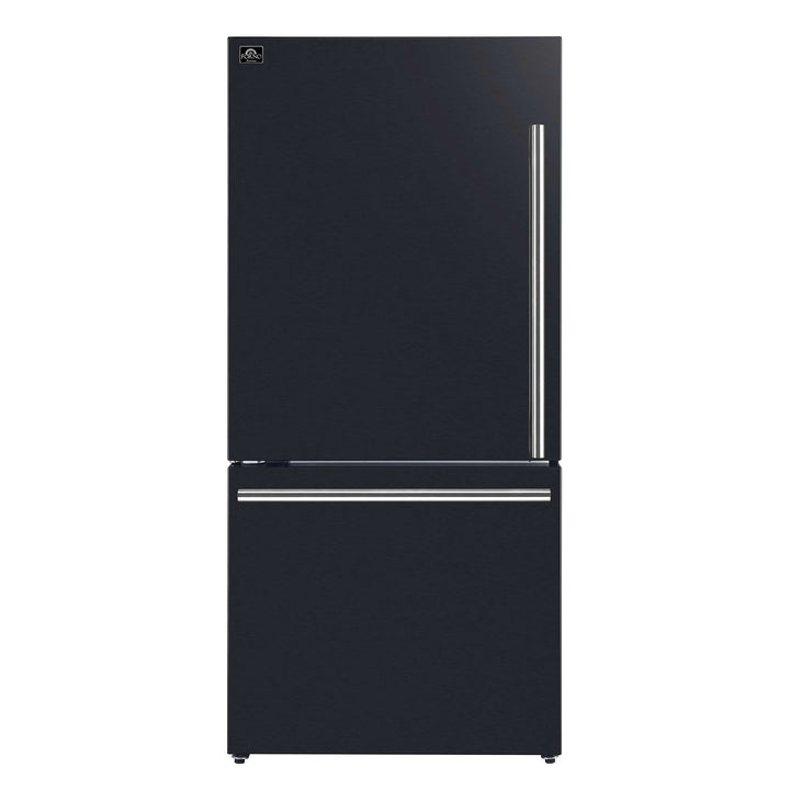 Forno Milano Espresso 31-Inch Black Bottom Freezer Refrigerator, 17.2 Cu. Ft., Energy-Efficient, No Frost, Built-In Ice Maker