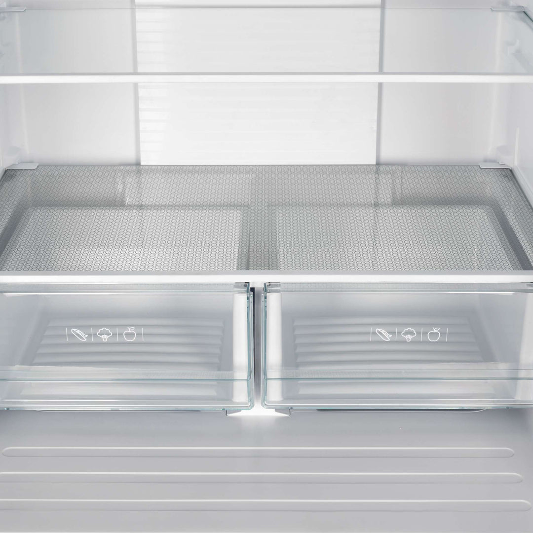 Forno Gallipoli 30-Inch French Door Refrigerator, 17.5 cu.ft Capacity, Modern Decorative Grill, 34-Inch Width, Stainless Steel, No Frost Technology, Energy Efficient